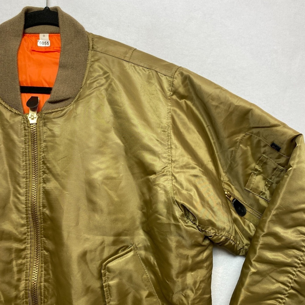 MA-1 Air Force Military Flight Jacket Mens Small Green Full Zip Orange Lining - Picture 2 of 13